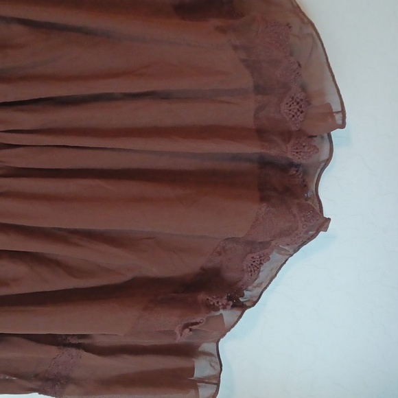 NWOT Ultra Pink Brown Bohemian Lace Flowy Shirt Womans Size Small - Picture 4 of 8